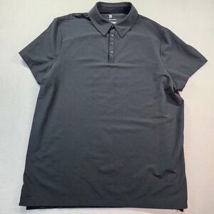 All in Motion Men's Performance Polo Shirt Large Black Stretch Snap Placket
